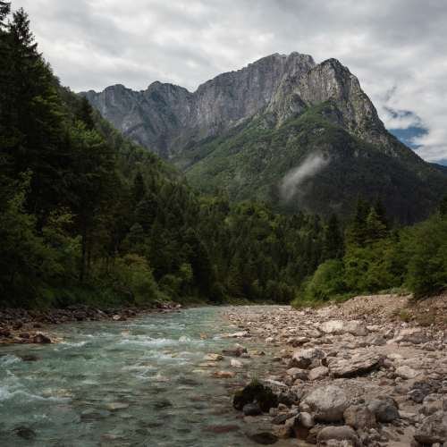 Beautiful shot of triglav national park, slovenia under the cloudy sky